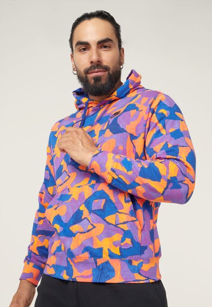 Hoodie Violeta-Azul-Naranja Neón Nike Club Fleece