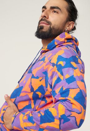 Hoodie Violeta-Azul-Naranja Neón Nike Club Fleece