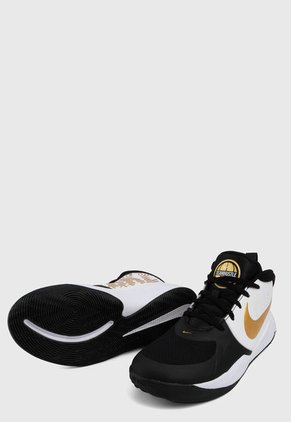 Tenis Lifestyle Negro-Blanco-Dorado Nike Kids Team Hustle D 9 Gs