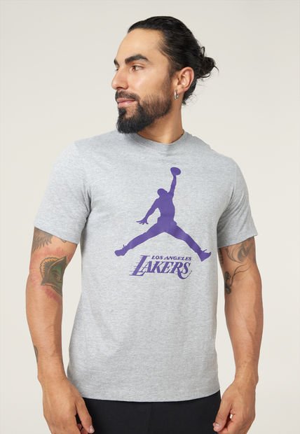 Camiseta Gris-Violeta Nike Jordan Los Angeles Lakers