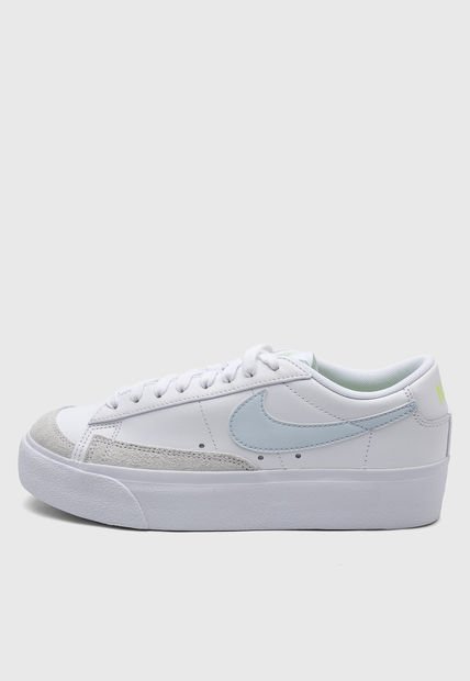 Tenis Lifestyle Blanco-Celeste-Verde Lima Nike Blazer Low Plataforma