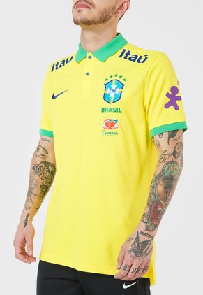 Camiseta Polo Amarillo Multicolor Nike Brasil
