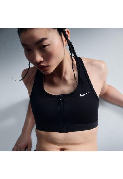 Top Mujer Nike Swoosh De Cierre Frontal Negro