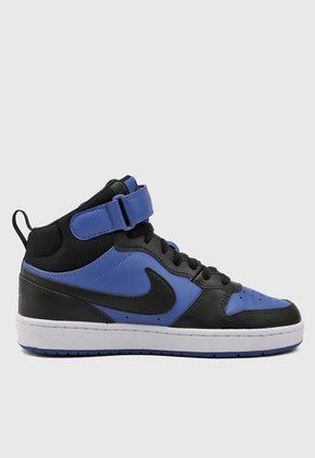 Tenis Lifestyle Azul-Negro-Blanco Nike Court Borough Mid 2 Big Kids'