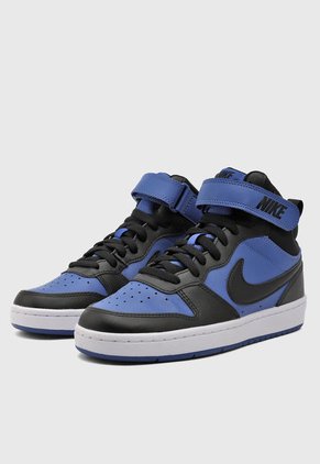 Tenis Lifestyle Azul-Negro-Blanco Nike Court Borough Mid 2 Big Kids'