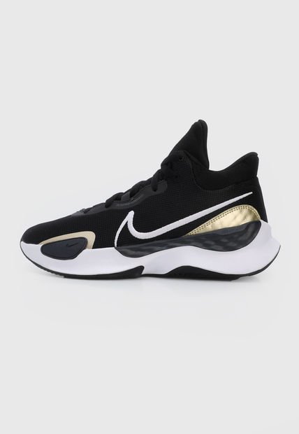 Tenis Basketball Negro-Blanco-Dorado Nike Renew Elevate III
