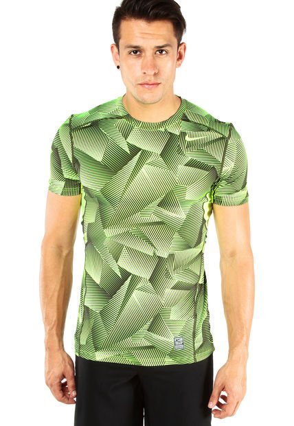 Camiseta Verde Neón-Negro Nike Hypercool Fttd Gfx Ss