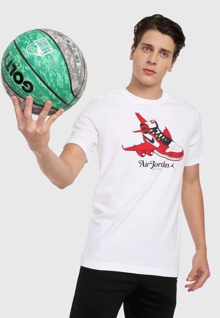 Camiseta Blanco-Rojo-Blanco Nike Jordan MJ Brand Graphic SS