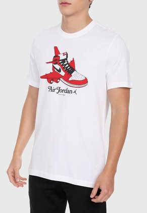 Camiseta Blanco-Rojo-Blanco Nike Jordan MJ Brand Graphic SS