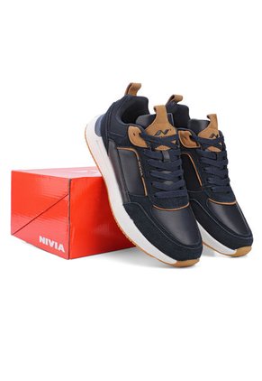 Tenis Azul-Cafe Nivia En Cuero