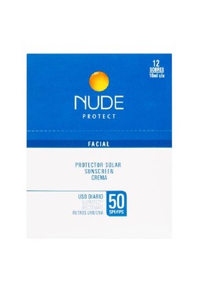 Bloqueador Solar Nude Mate Spf 50 Caja X 12 Sobres 10 Ml
