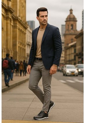 Tenis Cuero Para Hombre Negro Con Diseño Sofisticado Nero