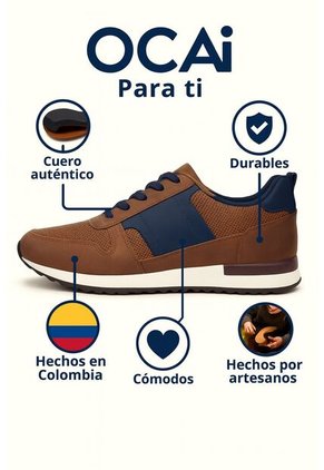 Tenis Cuero Hombre Café Ocai Ivan 001