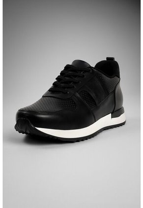 Tenis Cuero Para Hombre Negro Con Diseño Sofisticado Nero