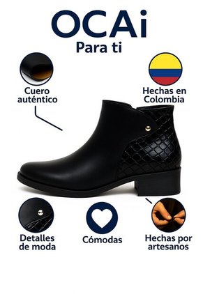 Bota Cuero Mujer Negro Ocai Luxe