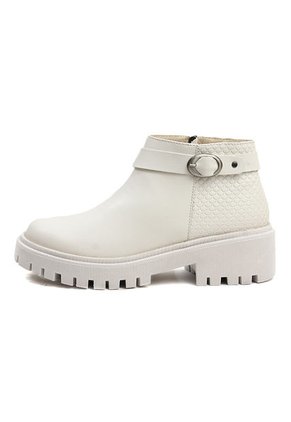 Bota Cuero Casual Blanco Hueso Ocai Alice