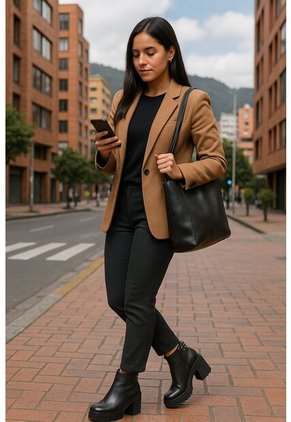 Botas Cuero Mujer Negro Chic
