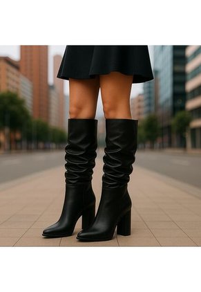 Bota Mujer Cuero Negro Vibe