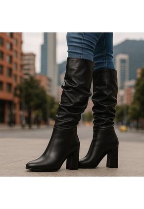 Bota Mujer Cuero Negro Vibe