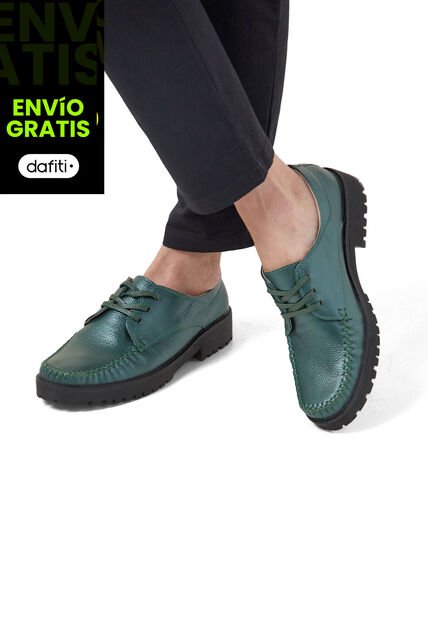 Zapatos Casuales Cuero Verde Ocai Linda 001