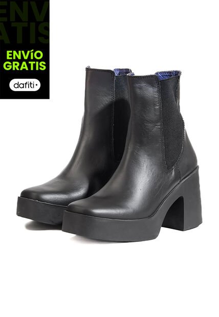 Bota En Cuero Mujer Negro Ocai Chelsea