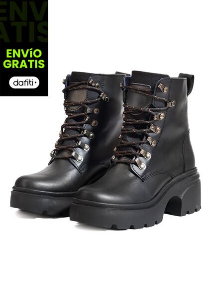 Bota En Cuero Mujer Negro Ocai Hadara