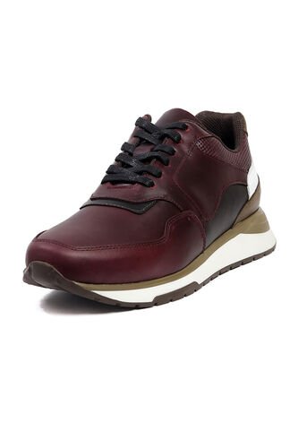 Tenis Cuero Hombre Vinotinto Ocai Atlanta 001 Ocai