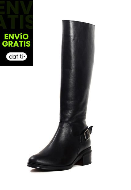 Bota Cuero Mujer Negro Ocai Miranda 001