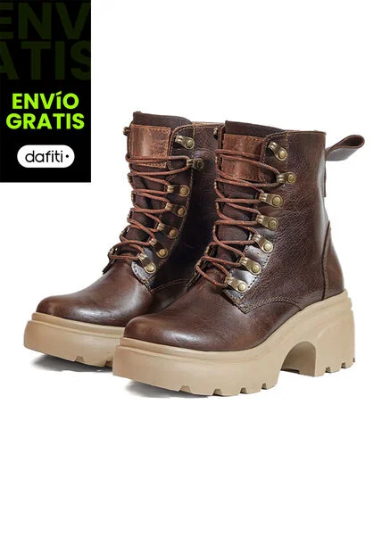 Bota En Cuero Mujer Café Ocai Sierra