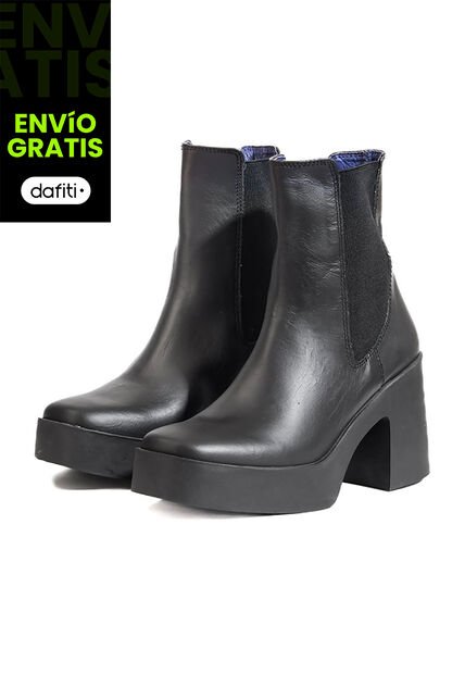 Bota En Cuero Mujer Negro Ocai Chelsea