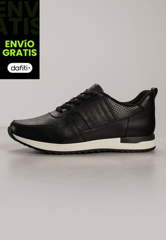 Tenis Cuero Para Hombre Negro Con Diseño Sofisticado Nero Ocai