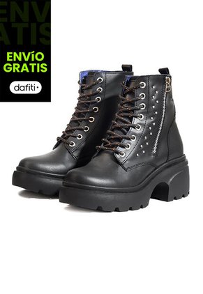 Bota En Cuero Mujer Negro Ocai Rebel