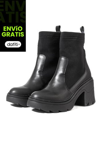 Bota En Cuero Tipo Media Mujer Negro Ocai Halsey Ocai