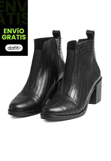 Botín Cuero Mujer Negro Ocai Jackie