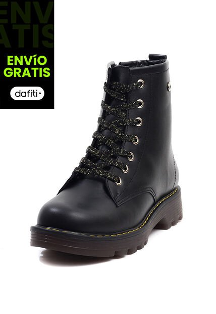 Bota Niña Casual Cuero Negro Ocai Valery