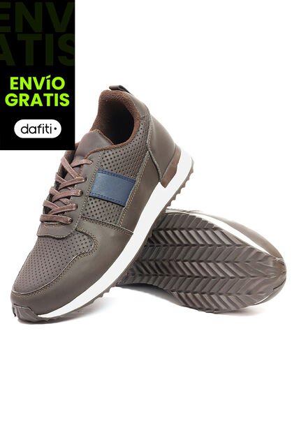 Tenis Cuero Hombre Café Azul Ocai Iván 001