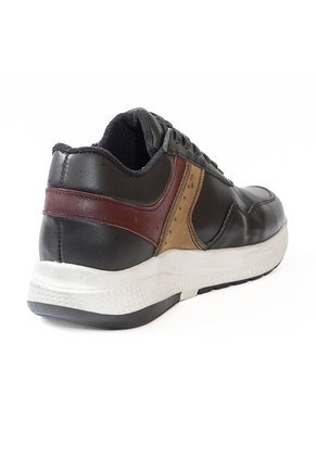Tenis Cuero Premium Runner Hombre Negro Multicolor Ocai T204