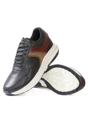 Tenis Cuero Premium Runner Hombre Negro Multicolor Ocai T204