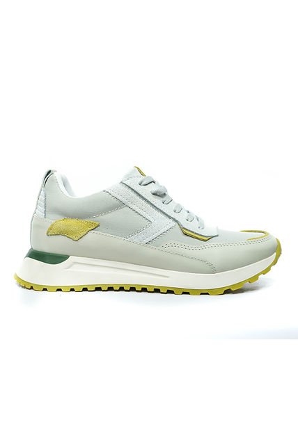 Tenis Sneakers Cuero Gris Amarillo Ocai Vin