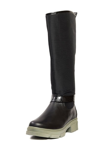 Bota Casual Cuero Y Lona Negro Ocai Silvana