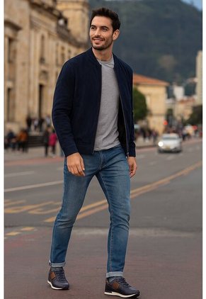 Tenis Cuero Para Hombre Azul Con Diseño Sofisticado Harrow