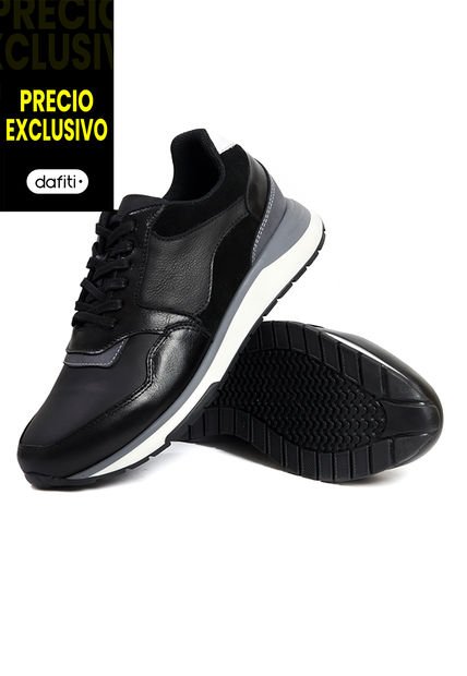 Tenis Cuero Hombre Negro Ocai Atlanta