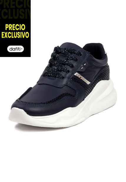 Tenis Cuero Mujer Azul Ocai Maya 001