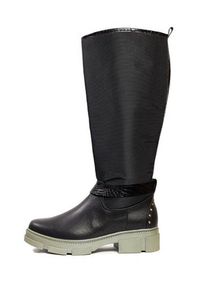 Bota Casual Cuero Y Lona Negro Ocai Silvana