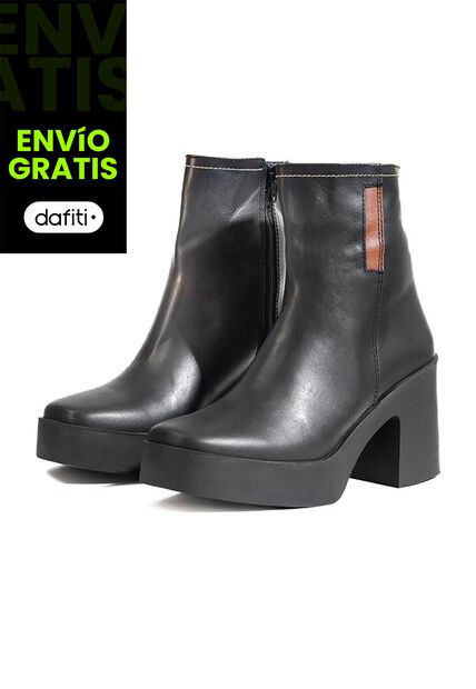 Botines En Cuero Mujer Negro Ocai Isabela