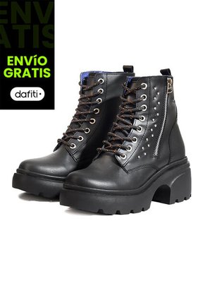 Bota En Cuero Mujer Negro Ocai Rebel