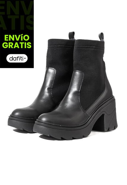 Bota En Cuero Tipo Media Mujer Negro Ocai Halsey