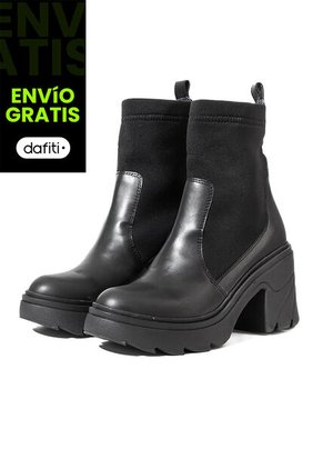 Bota En Cuero Tipo Media Mujer Negro Ocai Halsey