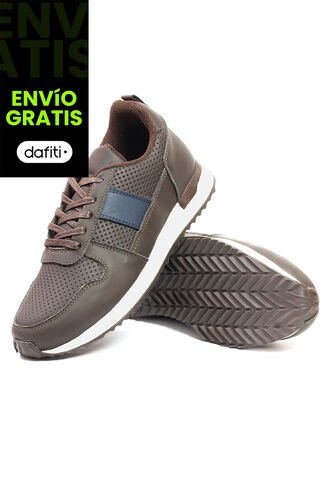 Tenis Cuero Hombre Café Azul Ocai Iván 001 Ocai