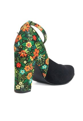 Tacón Negro Con Floral Ocai Debora